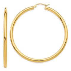 14K 3x55mm Polished Tube Hoop Earrings 14K 3x55mm Polished Tube Hoop Earrings