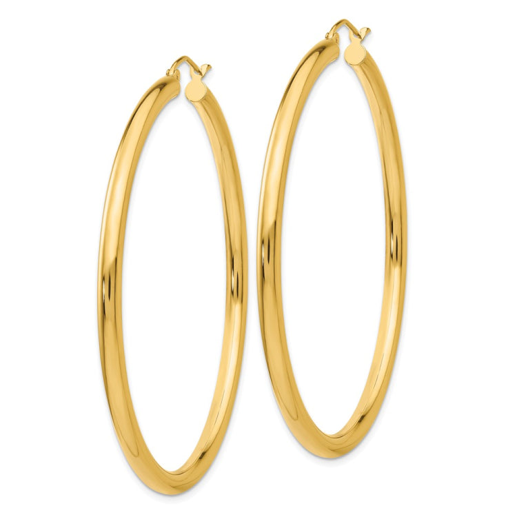 14K 3x55mm Polished Tube Hoop Earrings 14K 3x55mm Polished Tube Hoop Earrings