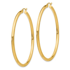 14K 3x60mm Polished Lightweight Tube Hoop Earrings 14K 3x60mm Polished Lightweight Tube Hoop Earrings