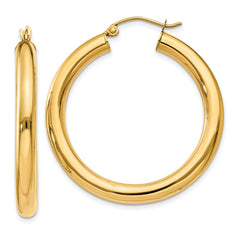 14k 4x35mm Polished Lightweight Tube Hoop Earrings 14k 4x35mm Polished Lightweight Tube Hoop Earrings