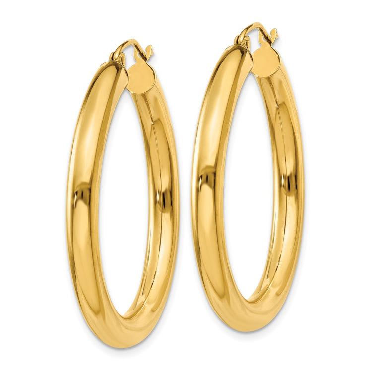 14k 4x35mm Polished Lightweight Tube Hoop Earrings 14k 4x35mm Polished Lightweight Tube Hoop Earrings