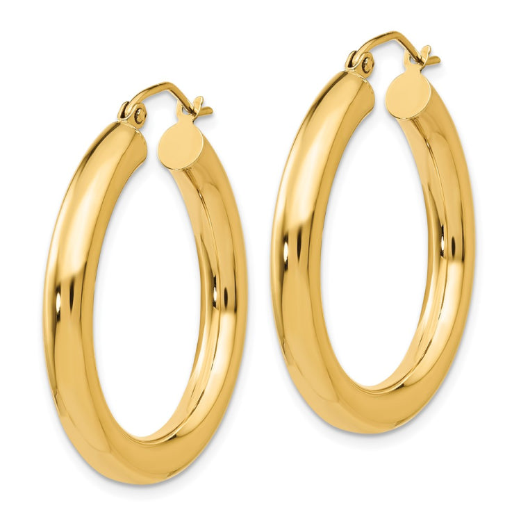 14K 4x30mm Polished Lightweight Tube Hoop Earrings 14K 4x30mm Polished Lightweight Tube Hoop Earrings