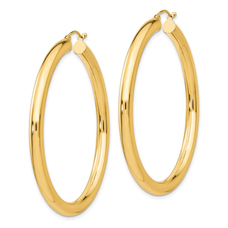14K 4x50mm Polished Lightweight Tube Hoop Earrings 14K 4x50mm Polished Lightweight Tube Hoop Earrings