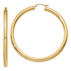 14K 4x60mm Polished Lightweight Tube Hoop Earrings 14K 4x60mm Polished Lightweight Tube Hoop Earrings
