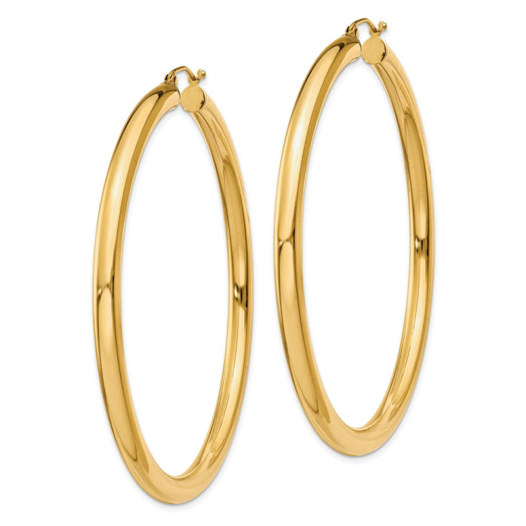 14K 4x60mm Polished Lightweight Tube Hoop Earrings 14K 4x60mm Polished Lightweight Tube Hoop Earrings