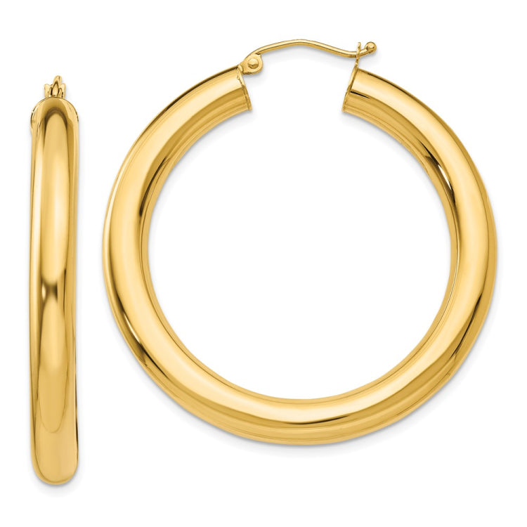 14k 5x40mm Polished Tube Hoop Earrings 14k 5x40mm Polished Tube Hoop Earrings