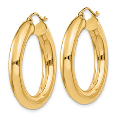 14k 5x30mm Polished Tube Hoop Earrings 14k 5x30mm Polished Tube Hoop Earrings