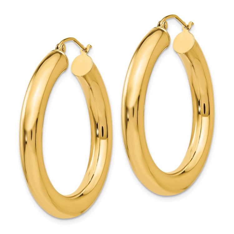 14k 5x35mm Polished Tube Hoop Earrings 14k 5x35mm Polished Tube Hoop Earrings