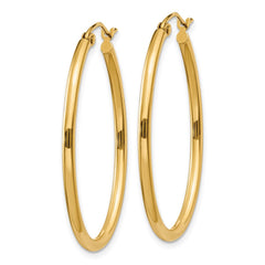 14k 2x35mm Oval Polished Tube Hoop Earrings 14k 2x35mm Oval Polished Tube Hoop Earrings