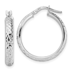 14K White Gold Diamond Cut Hoop Earrings 14K White Gold Diamond Cut Hoop Earrings