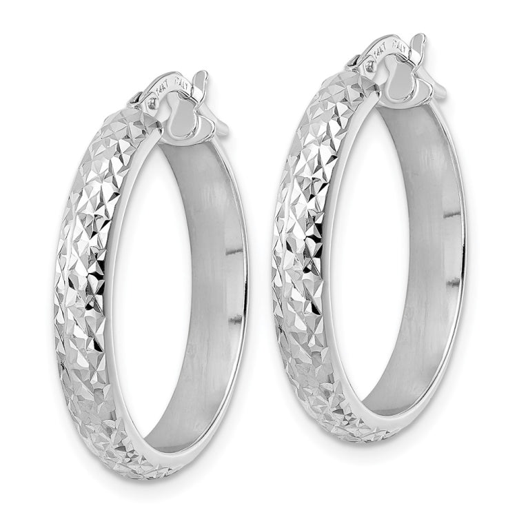 14K White Gold Diamond Cut Hoop Earrings 14K White Gold Diamond Cut Hoop Earrings
