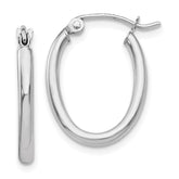 14k White Gold 2x19mm Polished Oval Tube Hoop Earrings