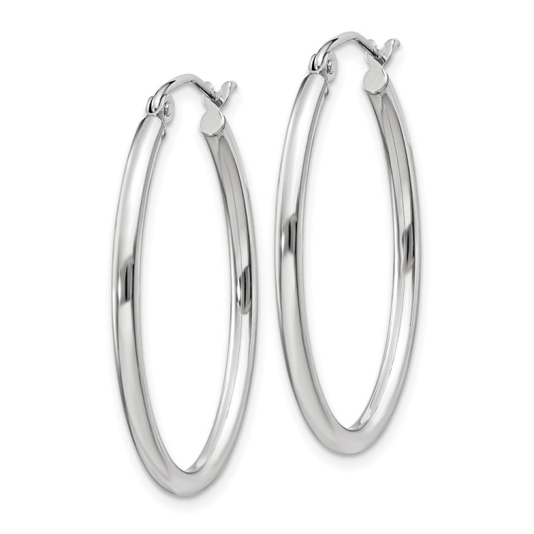 14k White Gold 2x30mm Polished Oval Tube Hoop Earrings 14k White Gold 2x30mm Polished Oval Tube Hoop Earrings