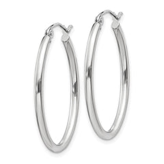 14k White Gold 2x30mm Polished Oval Tube Hoop Earrings 14k White Gold 2x30mm Polished Oval Tube Hoop Earrings