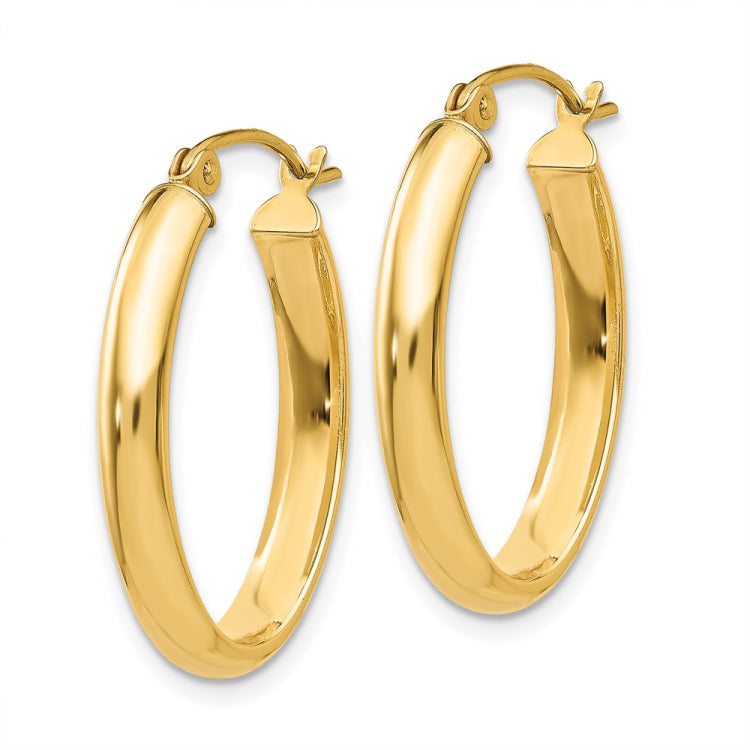14k Polished 3.5mm Oval Hoop Earrings 14k Polished 3.5mm Oval Hoop Earrings