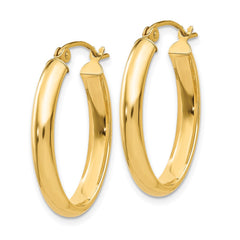 14k Polished 3.5mm Oval Hoop Earrings 14k Polished 3.5mm Oval Hoop Earrings