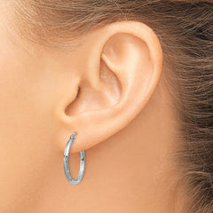 14k White Gold 2x20mm Satin Diamond-cut Round Tube Hoop Earrings 14k White Gold 2x20mm Satin Diamond-cut Round Tube Hoop Earrings