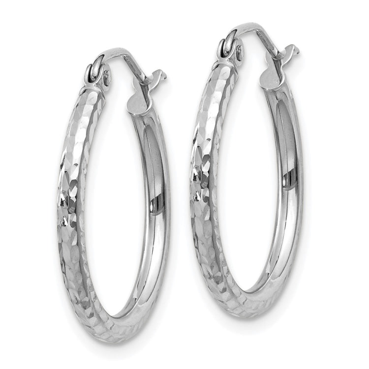 14k White Gold 2x20mm Diamond-cut Round Tube Hoop Earrings 14k White Gold 2x20mm Diamond-cut Round Tube Hoop Earrings