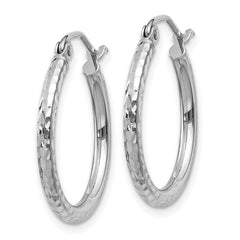 14k White Gold 2x20mm Diamond-cut Round Tube Hoop Earrings 14k White Gold 2x20mm Diamond-cut Round Tube Hoop Earrings