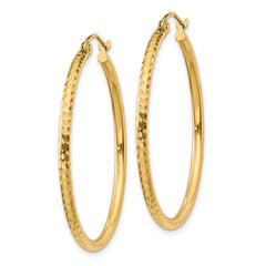 14k 2x35mm Diamond-cut Round Tube Hoop Earrings 14k 2x35mm Diamond-cut Round Tube Hoop Earrings