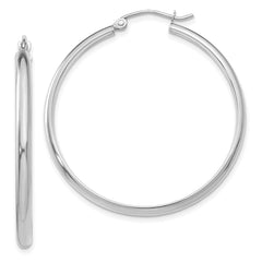 14k White Gold 2.75x35mm Polished Tube Hoop Earrings 14k White Gold 2.75x35mm Polished Tube Hoop Earrings
