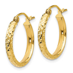 14K 2.8x18mm Diamond-cut Tube Hoop Earrings 14K 2.8x18mm Diamond-cut Tube Hoop Earrings