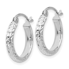 14K White Gold 2.8x15mm Diamond-cut Tube Hoop Earrings 14K White Gold 2.8x15mm Diamond-cut Tube Hoop Earrings