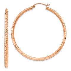 14K Rose Gold 2.5x45mm Knife-Edge Diamond-cut Tube Hoop Earrings 14K Rose Gold 2.5x45mm Knife-Edge Diamond-cut Tube Hoop Earrings