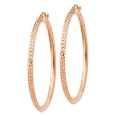 14K Rose Gold 2.5x45mm Knife-Edge Diamond-cut Tube Hoop Earrings 14K Rose Gold 2.5x45mm Knife-Edge Diamond-cut Tube Hoop Earrings