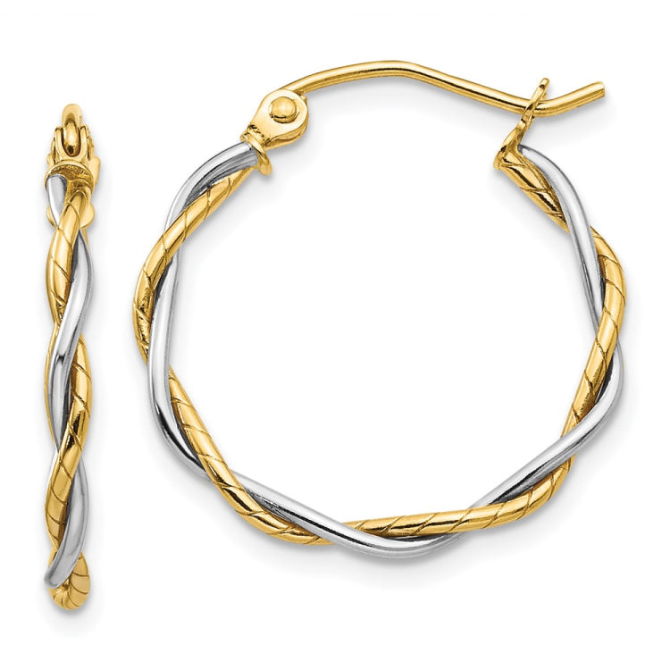 14k Two-tone Polished1.8mm Twisted Hoop Earrings 14k Two-tone Polished1.8mm Twisted Hoop Earrings