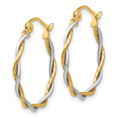 14k Two-tone Polished1.8mm Twisted Hoop Earrings 14k Two-tone Polished1.8mm Twisted Hoop Earrings
