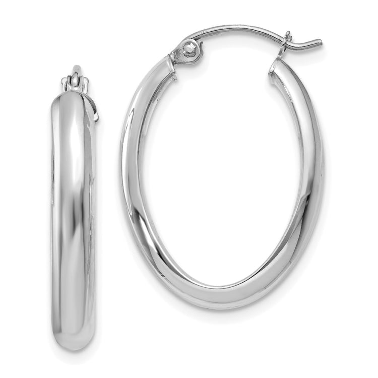 14k White Gold 3.5x16mm Polished Oval Tube Hoop Earrings 14k White Gold 3.5x16mm Polished Oval Tube Hoop Earrings