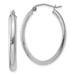 14k White Gold 3.5x30mm Polished Oval Tube Hoop Earrings 14k White Gold 3.5x30mm Polished Oval Tube Hoop Earrings