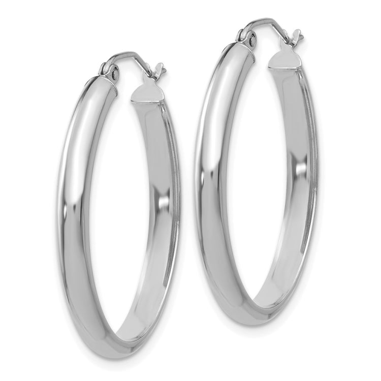 14k White Gold 3.5x30mm Polished Oval Tube Hoop Earrings 14k White Gold 3.5x30mm Polished Oval Tube Hoop Earrings