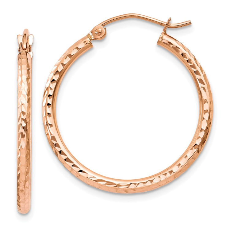14k Rose Gold Diamond-cut Polished Hoop Earrings 14k Rose Gold Diamond-cut Polished Hoop Earrings