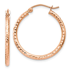 14k Rose Gold Diamond-cut Polished Hoop Earrings 14k Rose Gold Diamond-cut Polished Hoop Earrings