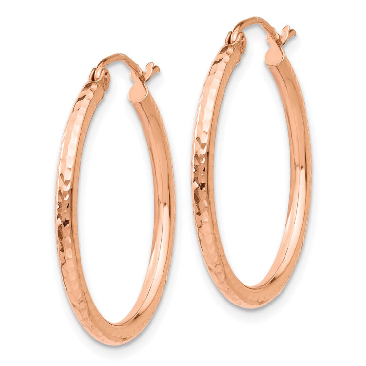 14k Rose Gold Diamond-cut Polished Hoop Earrings 14k Rose Gold Diamond-cut Polished Hoop Earrings