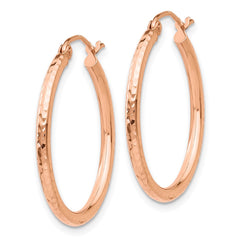 14k Rose Gold Diamond-cut Polished Hoop Earrings 14k Rose Gold Diamond-cut Polished Hoop Earrings