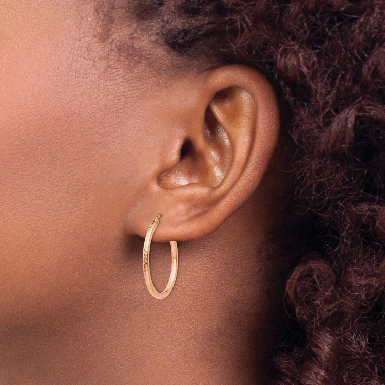 14k Rose Gold Diamond-cut Polished Hoop Earrings 14k Rose Gold Diamond-cut Polished Hoop Earrings