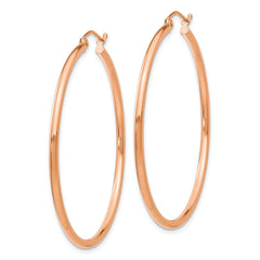 14k Rose Gold 2x45mm Polished Lightweight Tube Hoop Earrings 14k Rose Gold 2x45mm Polished Lightweight Tube Hoop Earrings