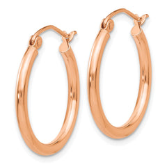 14k Rose Gold 2x20mm Polished Lightweight Tube Hoop Earrings 14k Rose Gold 2x20mm Polished Lightweight Tube Hoop Earrings