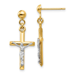 14k Two-tone Hollow Crucifix Earrings 14k Two-tone Hollow Crucifix Earrings