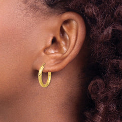 14k 3.00x20mm Polished Diamond-cut Endless Tube Hoop Earrings 14k 3.00x20mm Polished Diamond-cut Endless Tube Hoop Earrings