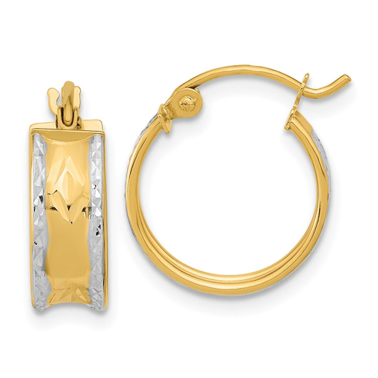 14k White Rhodium Polished Diamond-cut Hoops 14k White Rhodium Polished Diamond-cut Hoops