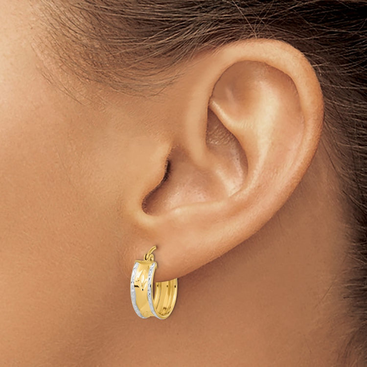 14k White Rhodium Polished Diamond-cut Hoops 14k White Rhodium Polished Diamond-cut Hoops