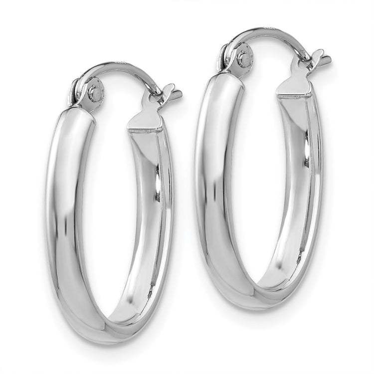 14k White Gold 2.75x18mm Polished Oval Tube Hoop Earrings 14k White Gold 2.75x18mm Polished Oval Tube Hoop Earrings