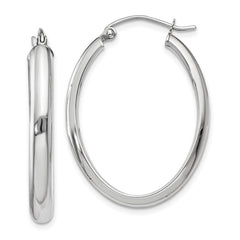 14k White Gold Polished 3.75mm Oval Tube Hoop Earrings 14k White Gold Polished 3.75mm Oval Tube Hoop Earrings