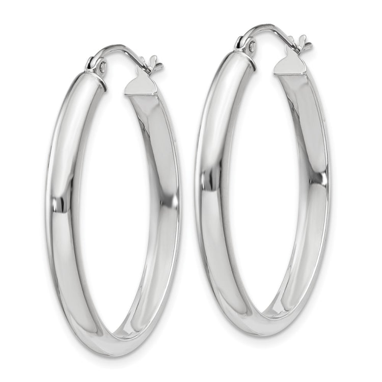 14k White Gold Polished 3.75mm Oval Tube Hoop Earrings 14k White Gold Polished 3.75mm Oval Tube Hoop Earrings