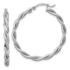 14k White Gold Large 3mm Polished & Diamond-cut Twisted Hoops 14k White Gold Large 3mm Polished & Diamond-cut Twisted Hoops