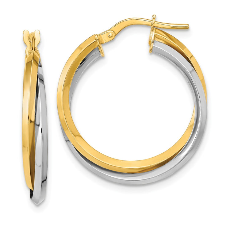 14k Two Tone Polished Double Hoops 14k Two Tone Polished Double Hoops